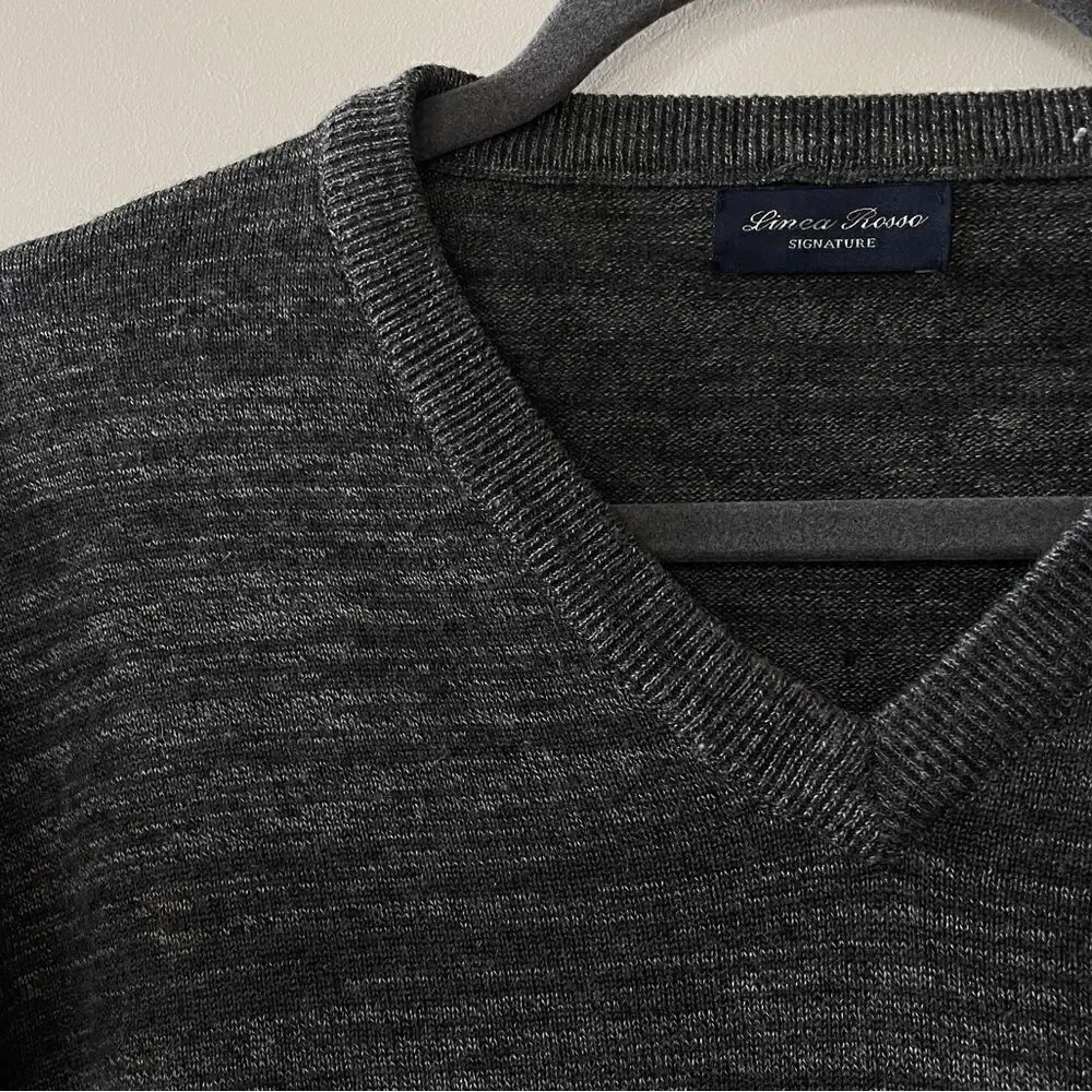 LÍNEA ROSSA SIGNATURE Grey Merino Wool Sweater-L